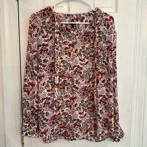 Talbots Women’s Multicolor Floral Size Medium Blouse Long Sleeve Shirt Medium